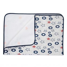 Baybee Baby's Cotton Plastic Sleeping Mat for Home-Baby Waterproof Bed Protector Dry Sheet| Travel Foam Cushioned Nappy Changing mats (Large, Navy Blue)