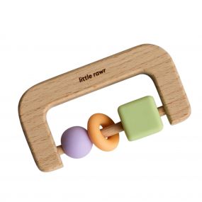 Little Rawr Wood And Silicone Bead D Shape Teether Toy | Multicolour