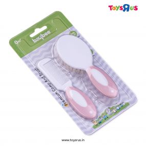 Baybee Premium 2 Piece Baby Hair Brush and Comb Set for Newborns and Toddlers Ultra Soft Bristles for Baby (Pink)