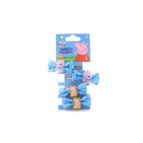 Lil Diva Peppa Pig Hair Loops & Clips Set For Girls 3 Years+ (2 Hair Clips And Rubber Band)