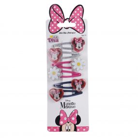 Lil Diva Minnie Mouse Glitter Hair Clips for Girls 3 Years+ (Pack Of 6)