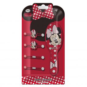 Minnie Mouse Red Hairbrush With Rubber Band Assorted Accessories Set for Gift