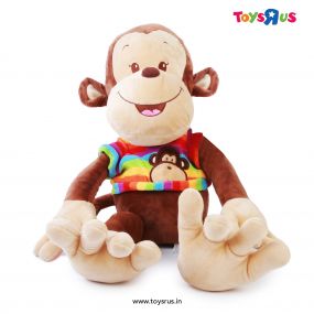 Smiling Monkey Plush with Rainbow T -Shirt 35 cm For Kids
