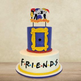 Epic Stuff Illustrated Friends Themed Cake All Characters Topper