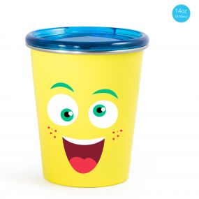 Rabitat Mad Eye Spill Free Stainless Steel Yellow Cup With Blue Lid