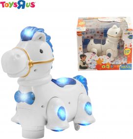 Bruin Bump & Go White Happy Pony Car With Music And Light Feature for 12 to 24 Months Kids