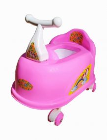 MUREN Scotty Shape Potty Training Seat with Easy Grip Handles, Wheels, Non toxic Material Comfortable for 2+ years Kids - Pink
