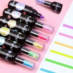 MUREN 6 Pieces Colours Space Theme Highlighter Bottle Shapes Cute Highlighters Marker Pens Stationery Item - Mutlicolor