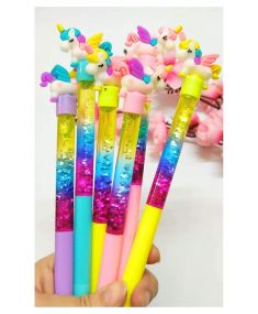 MUREN Cute Unicorn Blue Gel Glitter Pen Pack of 6 Unique Kids & Adults Office Supply Writing Pens Fairy Tale Fantasy Instrument for Cool Stationery Home, School & Office - Multicolor