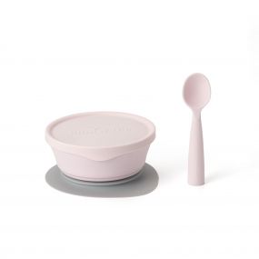 Miniware First Bite Suction Bowl With Spoon Feeding Set Cotton Candy/Cotton Candy