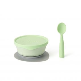 Miniware First Bite Suction Bowl With Spoon Feeding Set Key Lime/ Key Lime