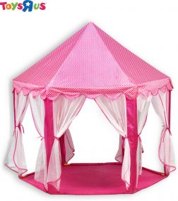 Stats Play Castle Tent House for Kids (White, Pink)