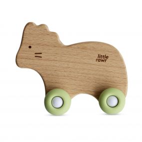 Little Rawr Wood Wheelie Animal Green Teether Made from Organic oak wood