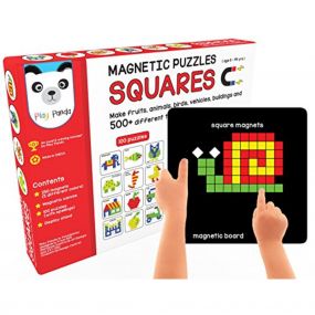 Magnetic Puzzles Small Squares with 250 Magnets, Magnetic Board, 100 Puzzle Book, Display Stand
