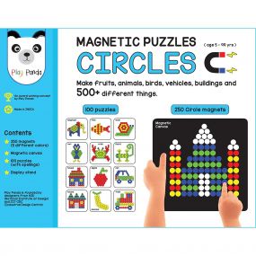 Magnetic Puzzles Small Circles with 250 Magnets, Magnetic Board, 100 Puzzle Book, Display Stand