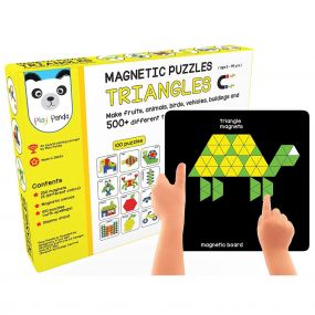 Magnetic Puzzles Small Triangles with 250 Magnets, Magnetic Board, 100 Puzzle Book, Display Stand