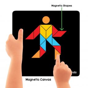Fun Magnetic Shapes Small Type 1 with 44 Magnetic Shapes, Magnetic board, 200 Design Book, Display Stand