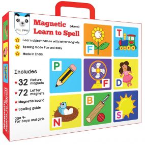Magnetic Learn to Spell Objects with Magnetic Board, 104 Magnets, Spelling Guide