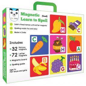 Magnetic Learn to Spell Food with Magnetic Board, 104 Magnets, Spelling Guide