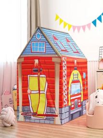 Baby Moo Playtime Foldable Tent House Fire Station - Red