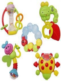 Baby Moo Premium Multicolour Set of 5 Musical Rattle Toys With Light