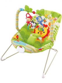 Baby Moo Jungle Friends Soothing Vibrations Bouncer Rocker With Musical Hanging Toys - Green