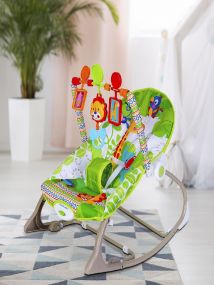 Baby Moo Newborn To Toddler Portable Rocker With Hanging Toys Jungle Green