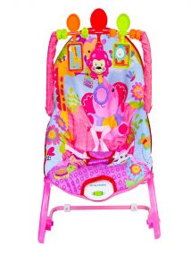 Baby Moo Infant To Toddler Happy Baby Bouncer With Hanging Toys Pink