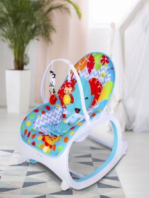 Baby Moo Infant To Toddler Polka Dots Happy Baby Bouncer With Hanging Toys Blue