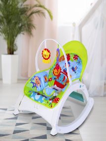 Baby Moo Newborn To Toddler Portable Bouncer With Hanging Toys Green
