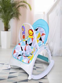 Baby Moo Newborn To Toddler Portable Bouncer With Hanging Toys Abstract Blue