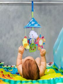 Baby Moo Bird In The Sky Bed Hanging Rattle Toy Rotating Cot Mobile - Blue