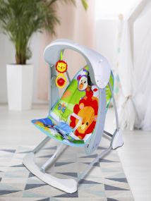Baby Moo Bright Stars Foldable Musical Comfortable Swing Zoo Print Multicolor