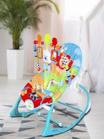 Baby Moo Infant To Toddler Happy Baby Bouncer With Hanging Toys Blue And Green
