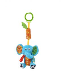 Baby Moo Smiley Elephant Blue Hanging Musical Toy