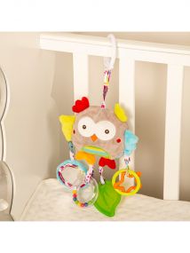 Baby Moo Owl Grey Hanging Toy With Teether