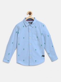 Baus Boys Cotton Cactus designed Shirt for 6 - 7 Years Blue