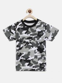 Baus Boys Cotton Camouflage Tshirt for 7 - 8 Years Black
