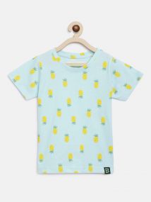 Baus Boys Cotton Pineapple Printed Tshirt for 3 - 4 Years Blue