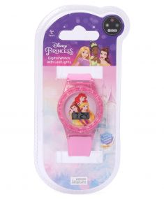 Princess Watch with Flashing Light and Character Print Strap for Kids 2-5 Years