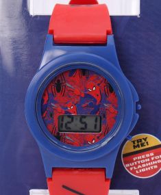 Spiderman Watch with Flashing Light and Character Print Strap for Kids 2-5 Years