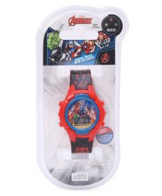Avengers Watch with Flashing Light and Character Print Strap for Kids 2-5 Years