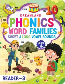 Phonics Reader - 3 (Word Families Short and Long Vowel Sounds) Age  6+ : Children Early Learning Book By Dreamland Publications-Age Big kids 5 to 8 Years