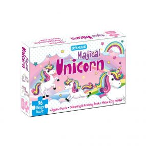 Magical Unicorn Jigsaw Puzzle for Kids – 96 Pcs | With Colouring & Activity Book and 3D Model-Age 5 to 8 Years