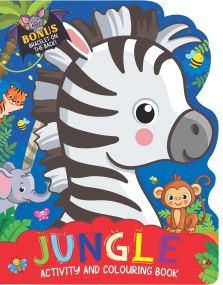 Jungle Activity and Colouring Book- Die Cut Animal Shaped Book : Children Interactive & Activity Book By Dreamland Publications-Age 2 to 5 years