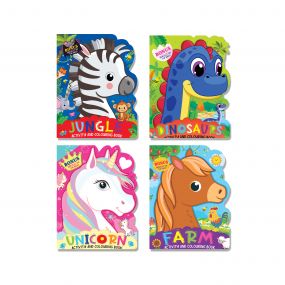 Die-cut Activity and Colouring Books Pack- A Pack of 4 Books : Children Interactive & Activity Book By Dreamland Publications-Age 2 to 5 years
