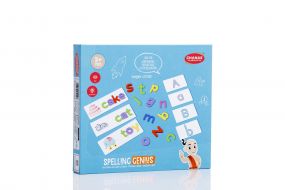Chanak Spelling Genius Game For Kids, Wooden Alphabet Blocks With Wipe & Clean Cards, Early Educational Spelling Game For Kids