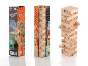 Chanak 54 Pcs Tumbling Tower For Kids, Wooden Building Blocks, Wooden Stacking Game for Kids with 4 Dice Suitable for Kids