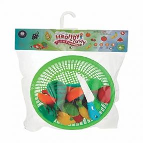 Aditi Toys Vegetable & Fruit Basket Set For Kids, Plastic Fruit And Vegetable Cutting Set, Roleplay Cutting Set With Knife And Chopping Board For Kids