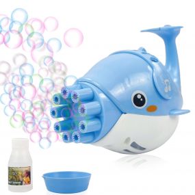 NHR Dolphine Gatling Bubble Gun Blower for Kids, Bubble Machine for Children, Dolphin Bubble Maker, Bubble Machine Gun with Refill Bubble Solution, Automatic Bubble Maker for Toddlers (3+ Years, Blue)